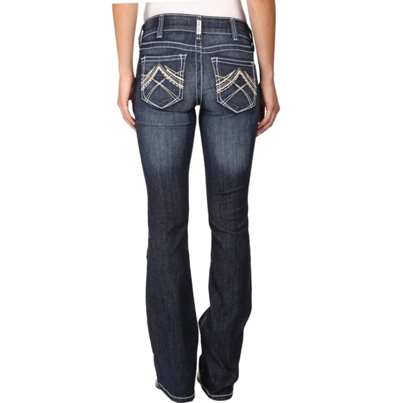 Ariat R.E.A.L. Mid Rise Bootcut Rosey Whipstitch Jeans Lakeshore Size 32 Long - Picture 2 of 14